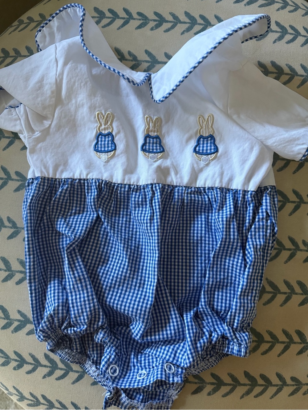 Blue Gingham Bunny One-Piece for Kids - Lightweight Romper
